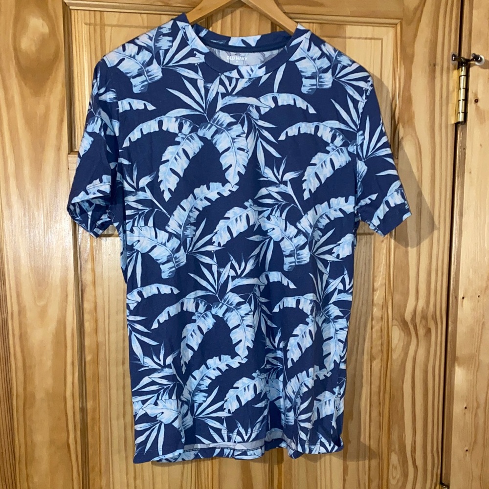 Blue Tropical Print T-Shirt